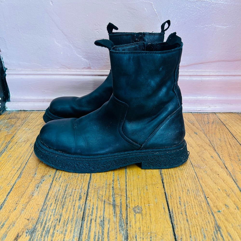 Zara Black Leather Moto Boots